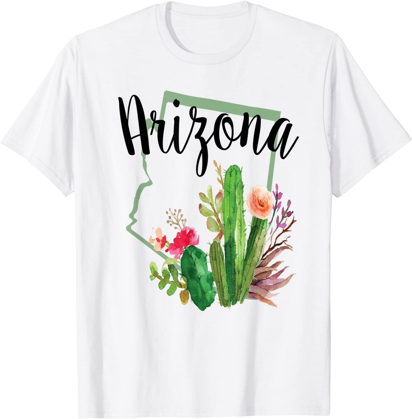 Cute Love State Of Arizona Blooming Cactus Flowers Gift T-Shirt