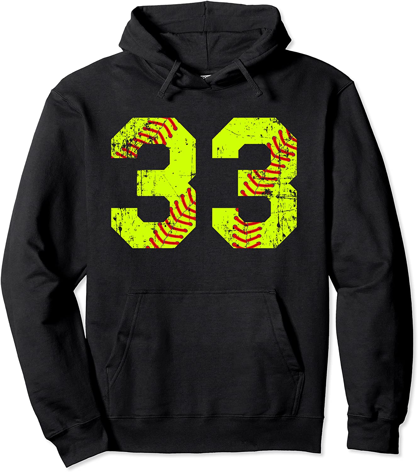 Vintage Softball 33 Jersey Number Pullover Hoodie