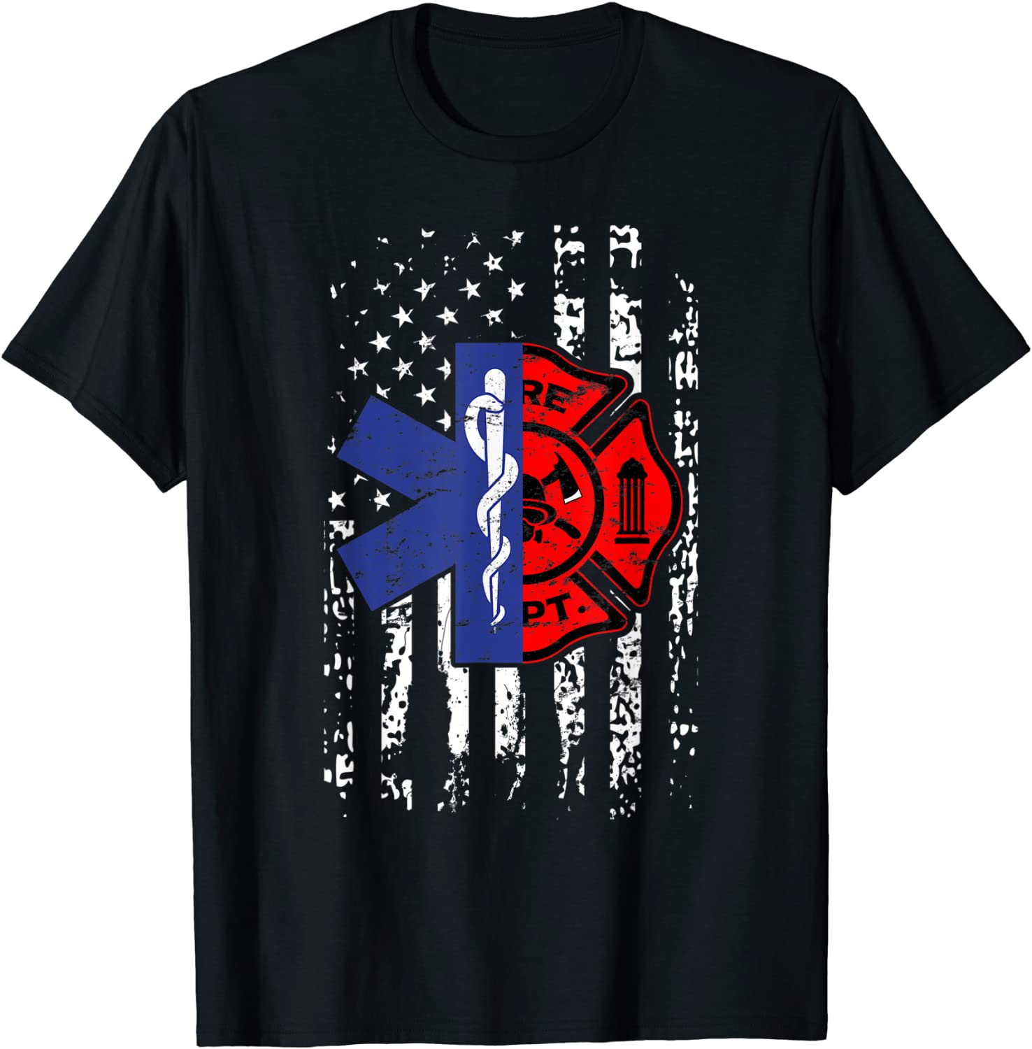 EMT Firefighter Shirt Firefighter EMT American Flag Gift T-Shirt