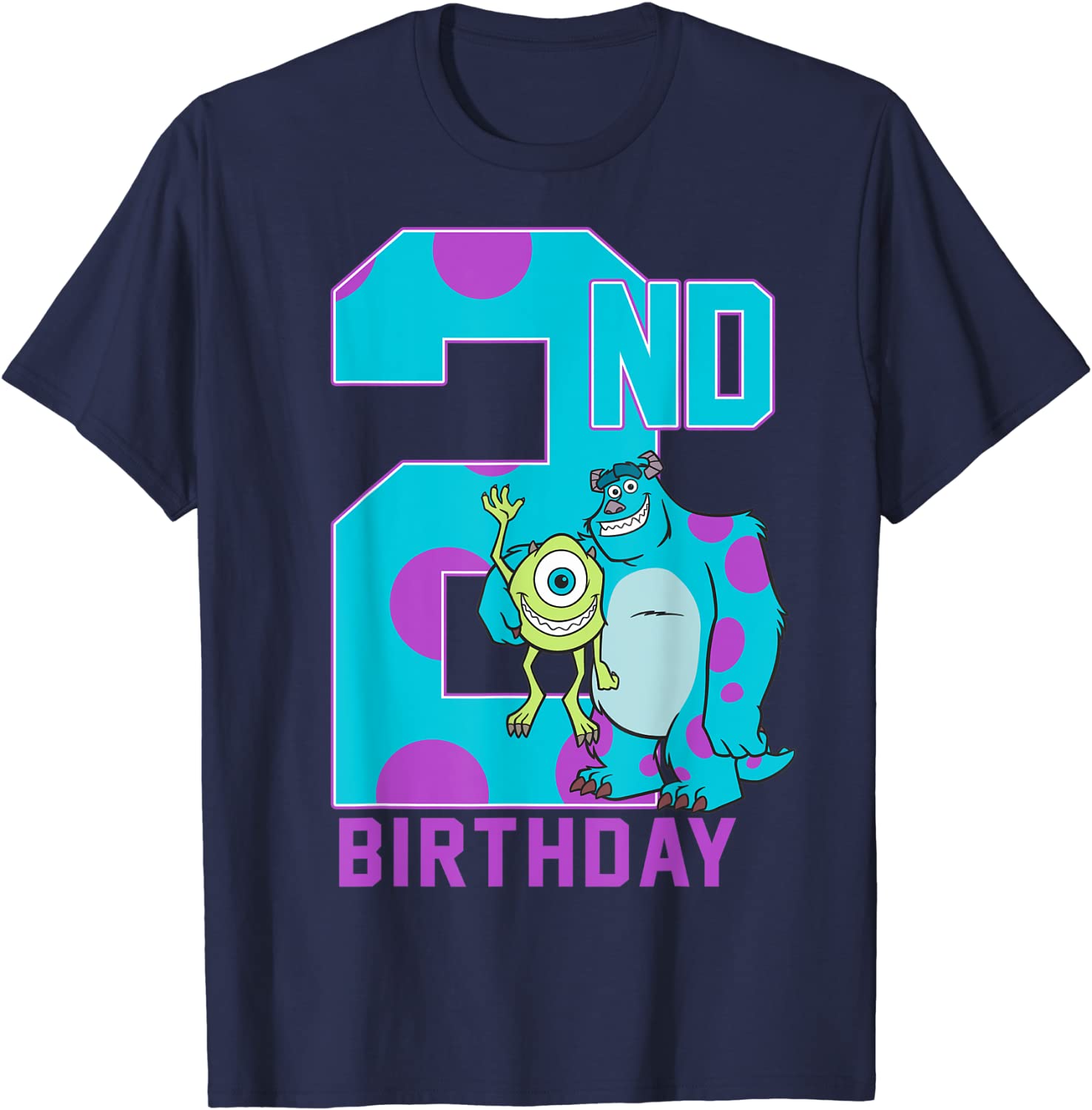 Disney Pixar Monsters Inc Mike Sully Happy 2nd Birthday T-Shirt