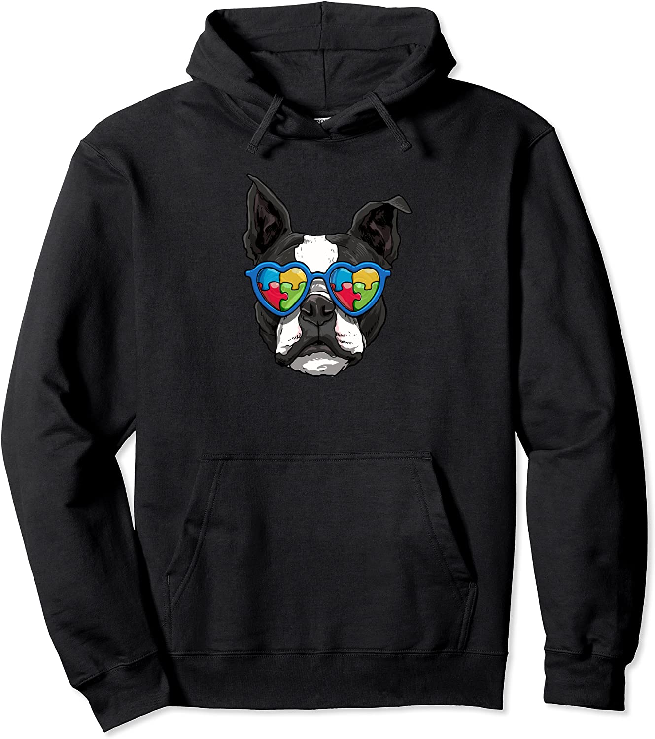 Autism Awareness Boston Terrier Dog Puzzle Boys Kids Pullover Hoodie