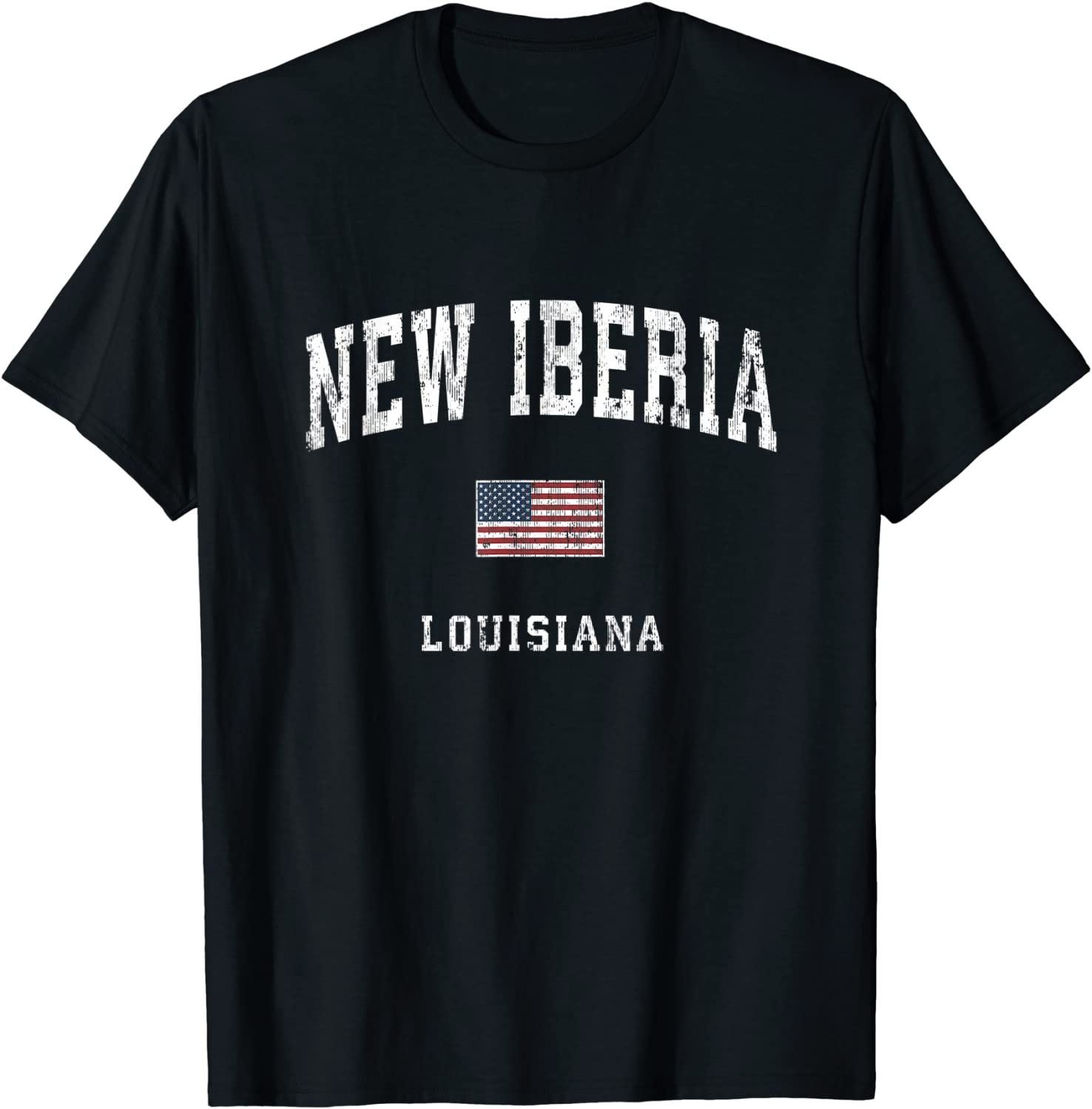 New Iberia Louisiana LA Vintage American Flag Sports Design T-Shirt