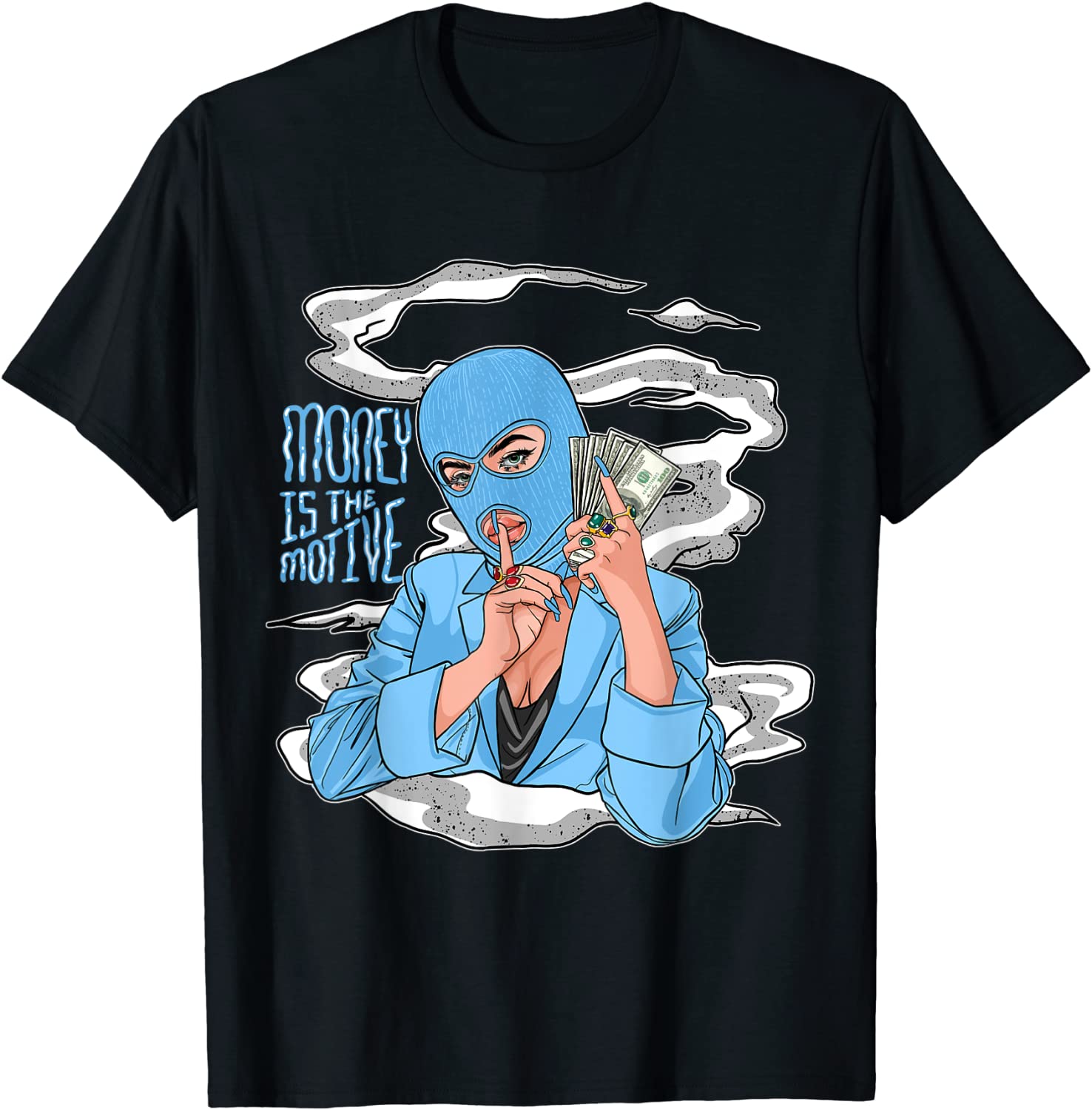 Mens MITM Graphic Tee Matching Jordan 4 University Blue T-Shirt
