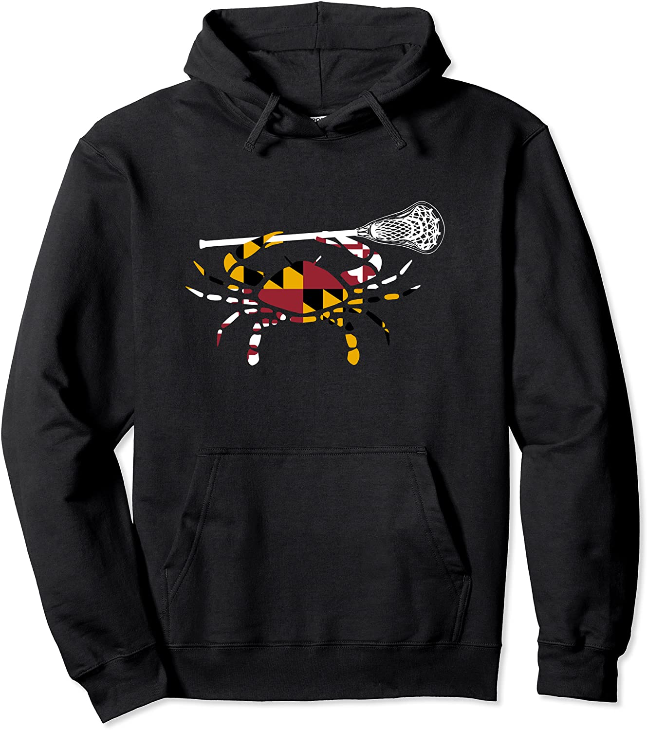 Maryland Crab Holding Lacrosse Stick Boys Girls LAX Hoodie
