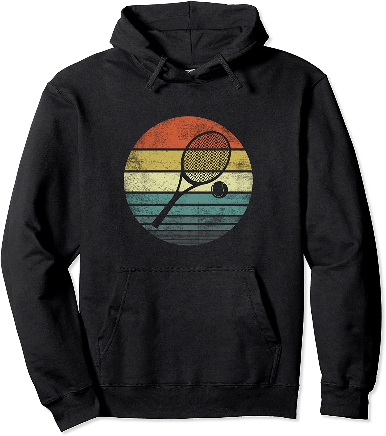 Tennis Player Gifts Retro Sunset Tennis Racquet Ball Coach Pullover Hoodie