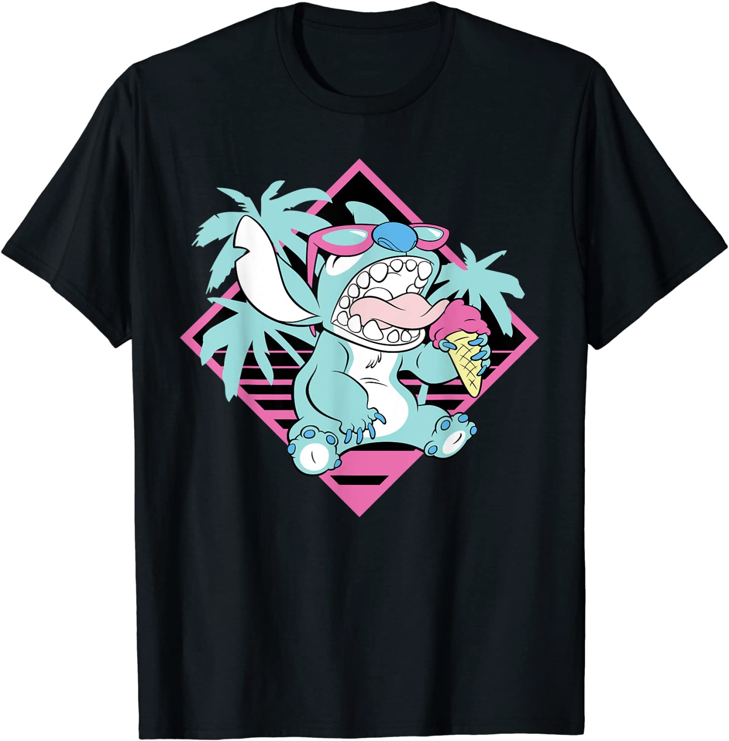 Disney Lilo Stitch Ice Cream Retro 90s Beach T-Shirt