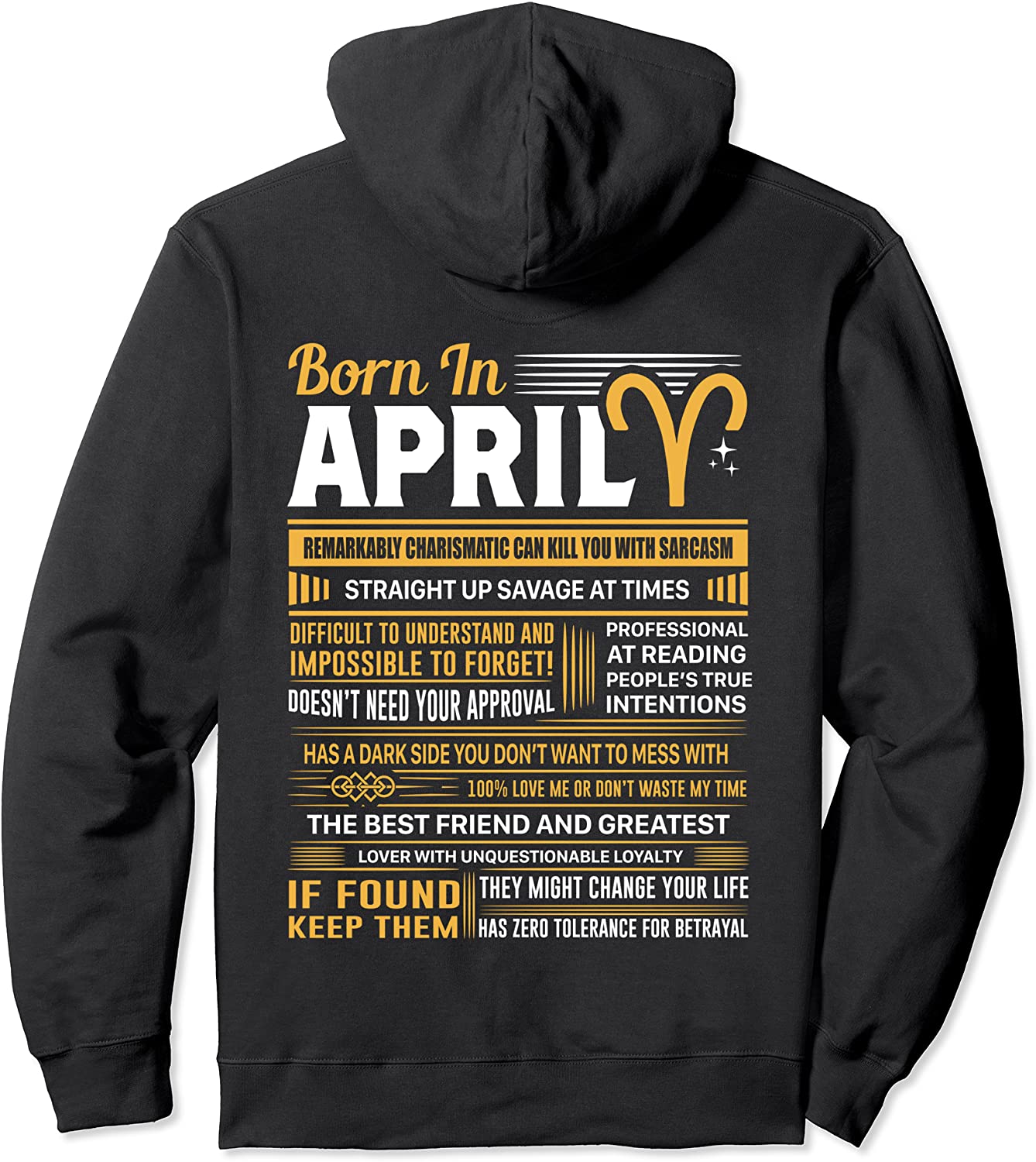 Born In April Aries Funny Birthday Gift Pullover Hoodie