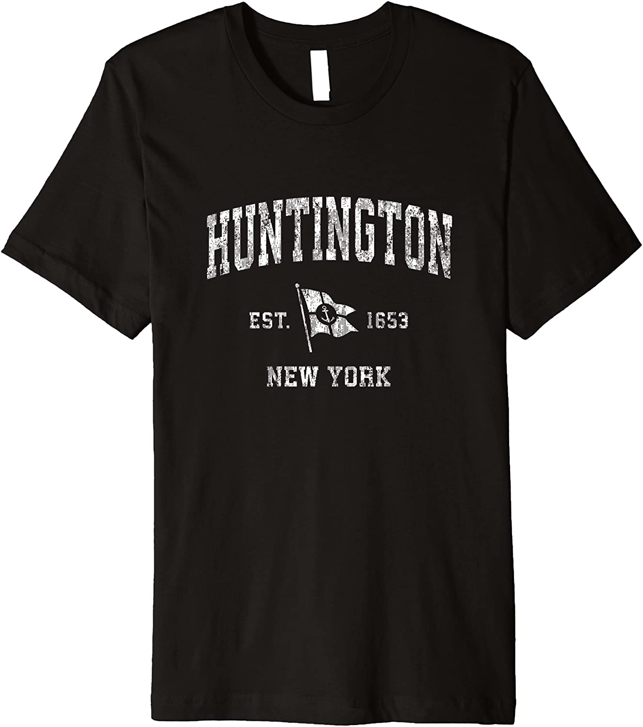 Huntington NY Vintage Nautical Boat Anchor Flag Sports Premium T-Shirt