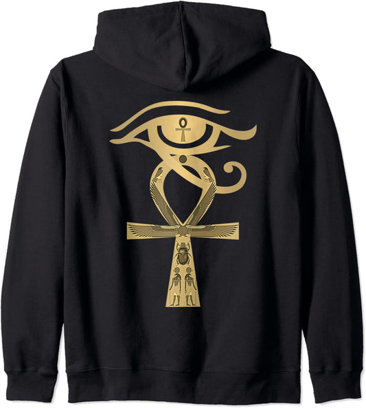 Ancient Egypt Egyptian God Horus Kemetic Heru ANKH Hoodie