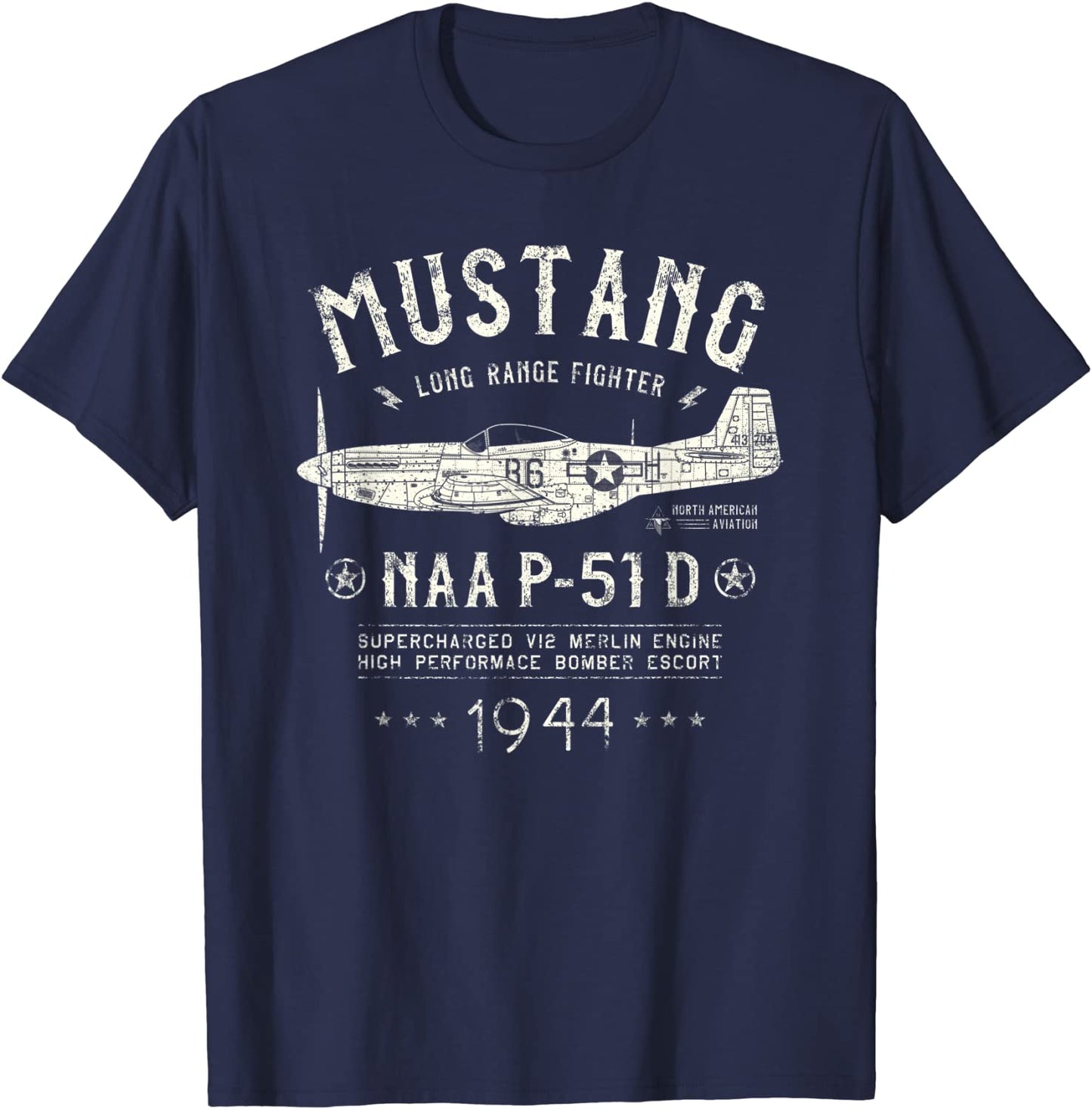 P-51 D Mustang Vintage WW2 North American P 51 Fighter Plane T-Shirt