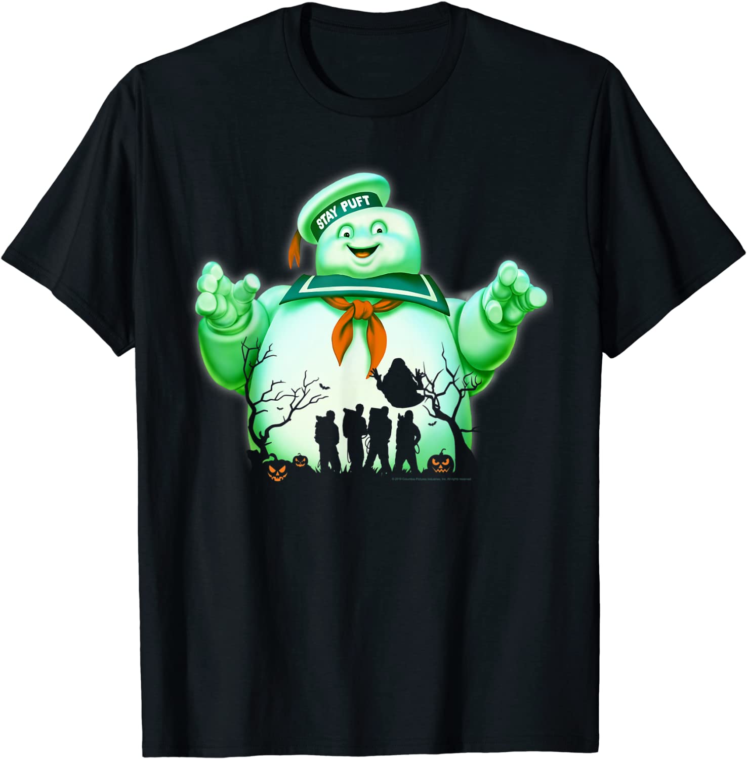 Ghostbusters Marshmallow Man Group Shot Silhouette T-Shirt