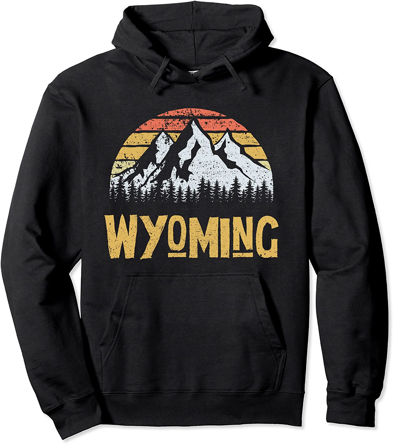 Vintage Retro WY Wyoming US Mountain State Hoodie