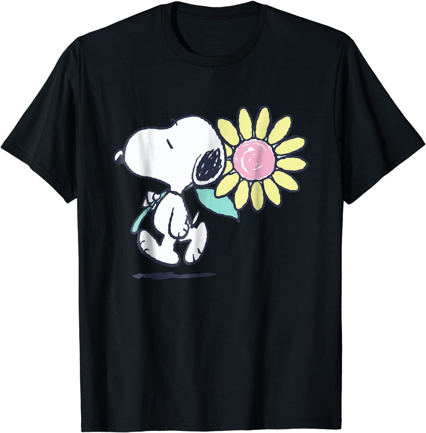 Peanuts Snoopy pink daisy flower T-shirt