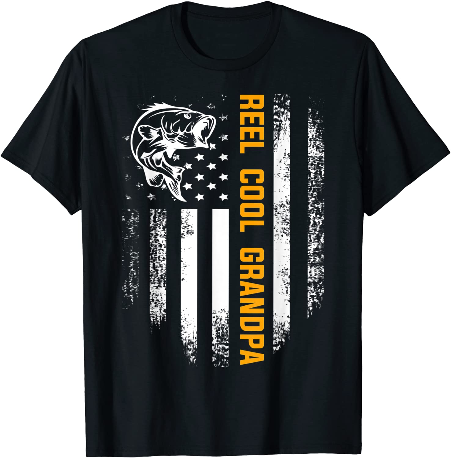Reel Cool Grandpa T-Shirt Vintage Flag Fishing Fathers Day