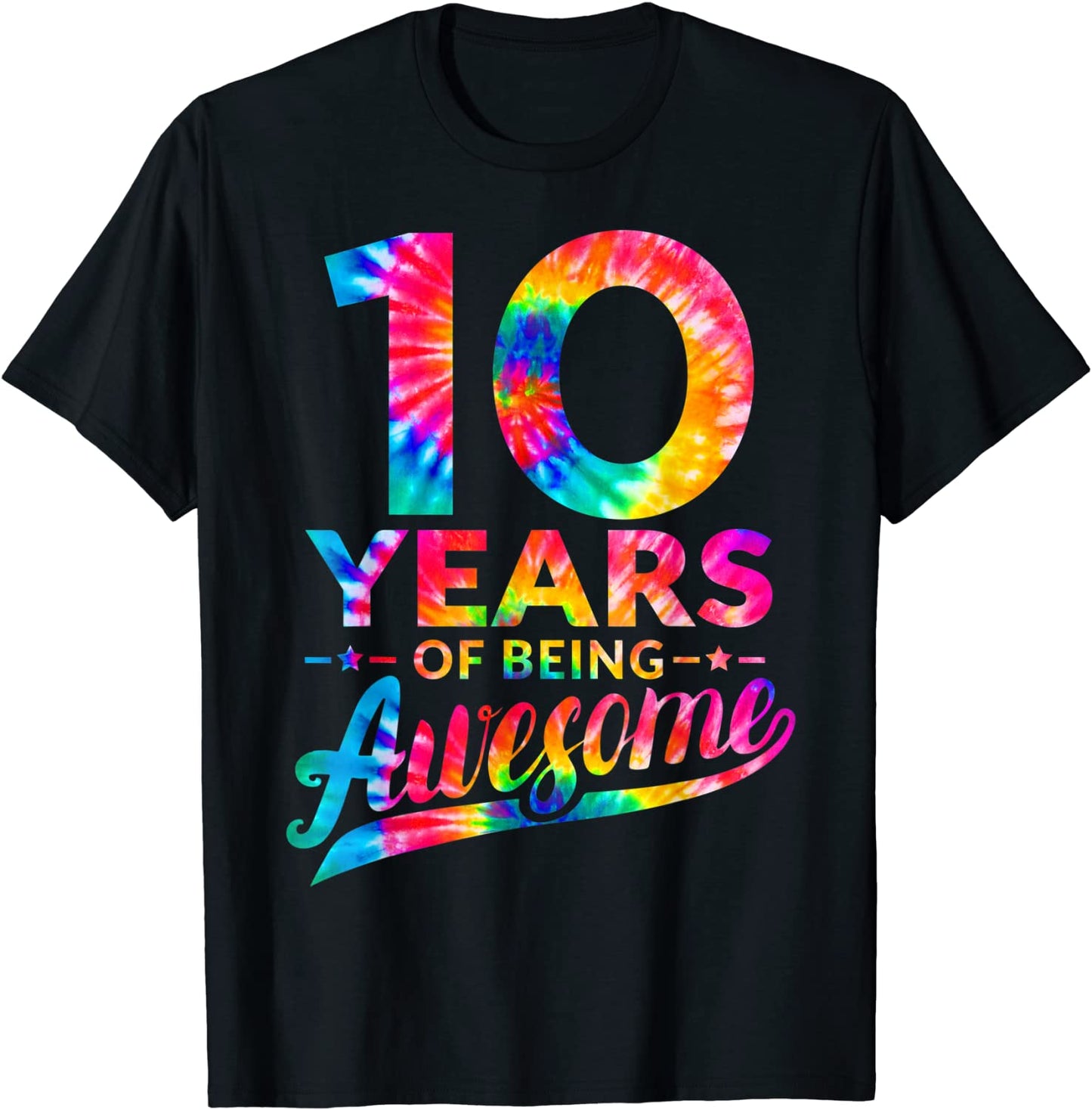 10th Birthday 10 Years Old Tie Dye Awesome Men Women T-Shirt