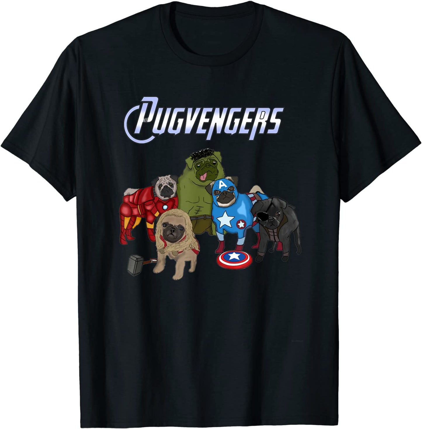 The Pugvengers Funny Superheroes Pug Dog Gift T-Shirt