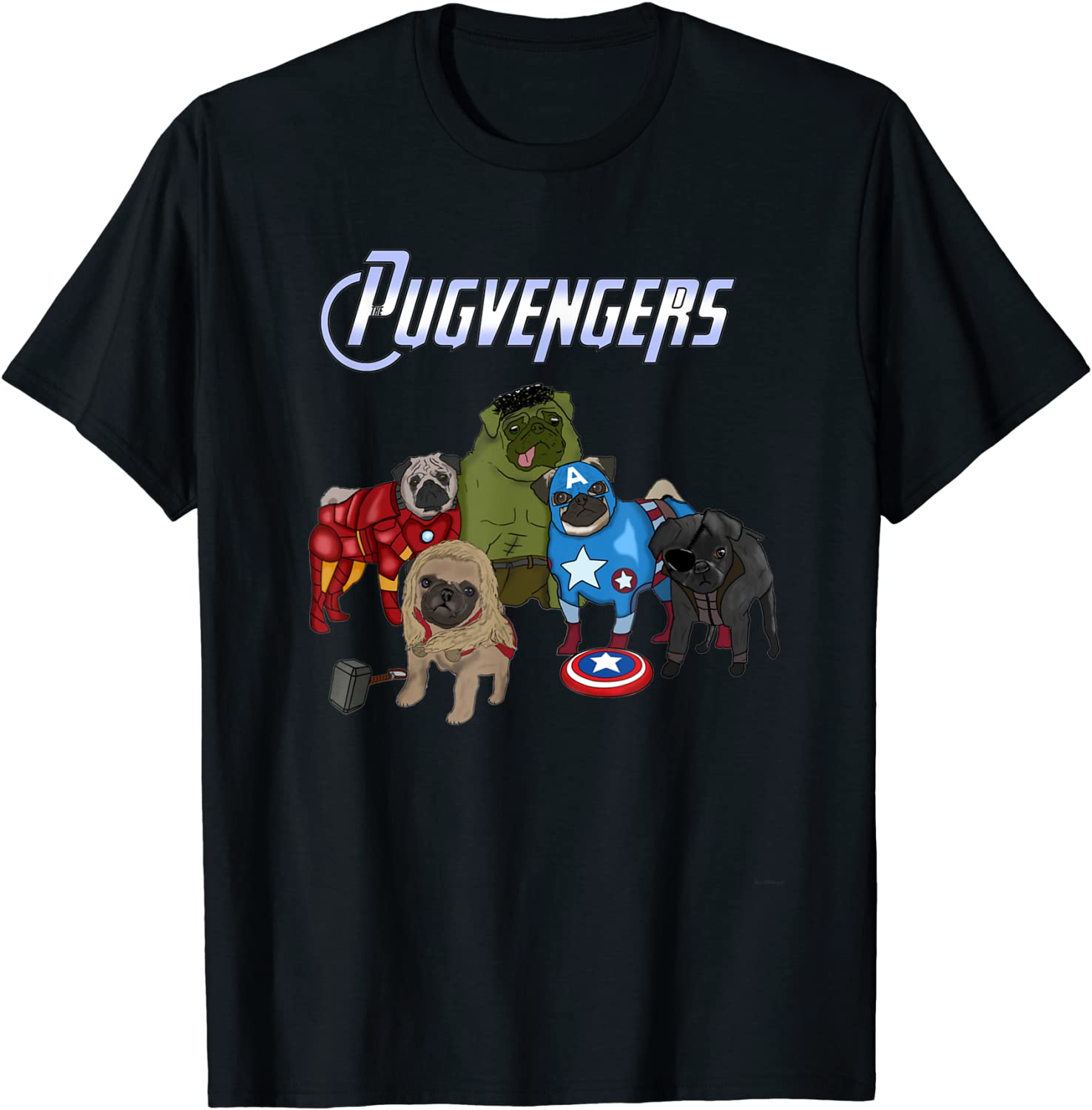 The Pugvengers Funny Superheroes Pug Dog Gift T-Shirt