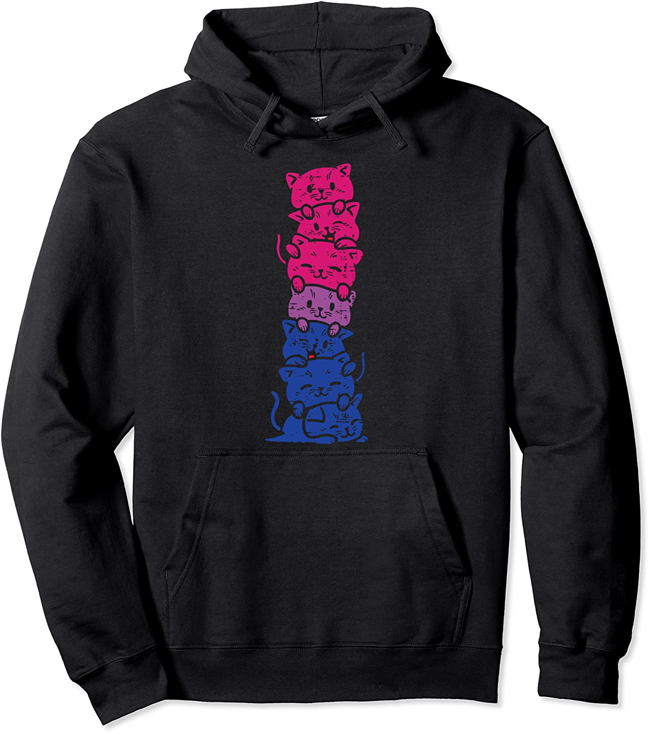 Cat Stack Bisexual Pride Cute Bi Flag LGBT Animal Lover Gift Pullover Hoodie