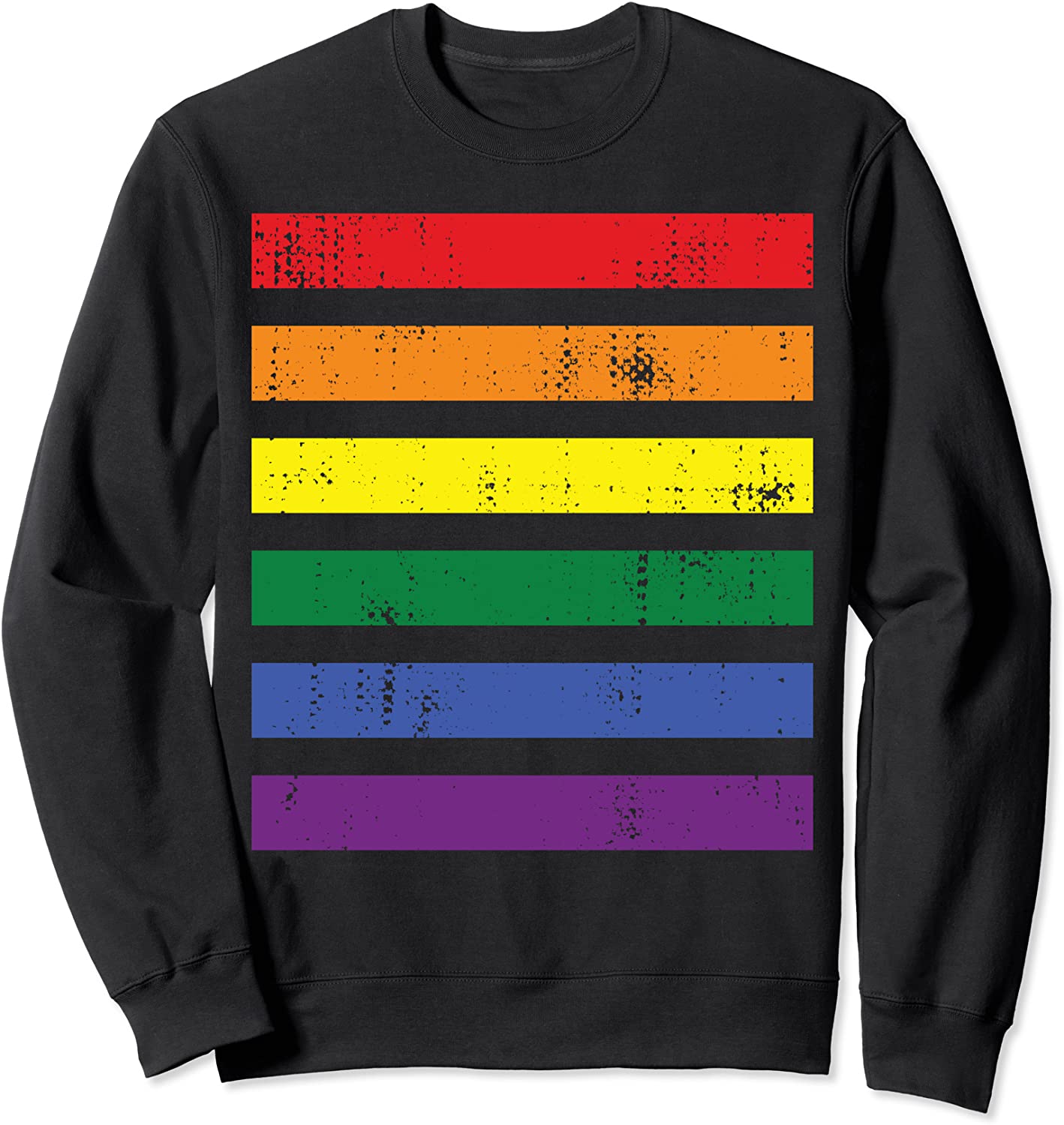 Rainbow Stripes Gay Pride Parade Event Festival Distressed Sweatshirt