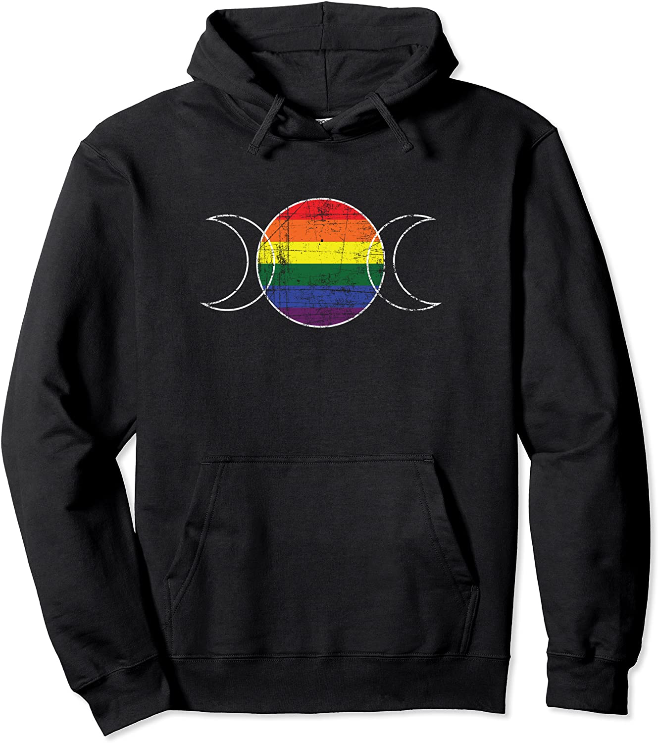Rainbow Flag Triple Moon Wicca LGBT Witch Pullover Hoodie