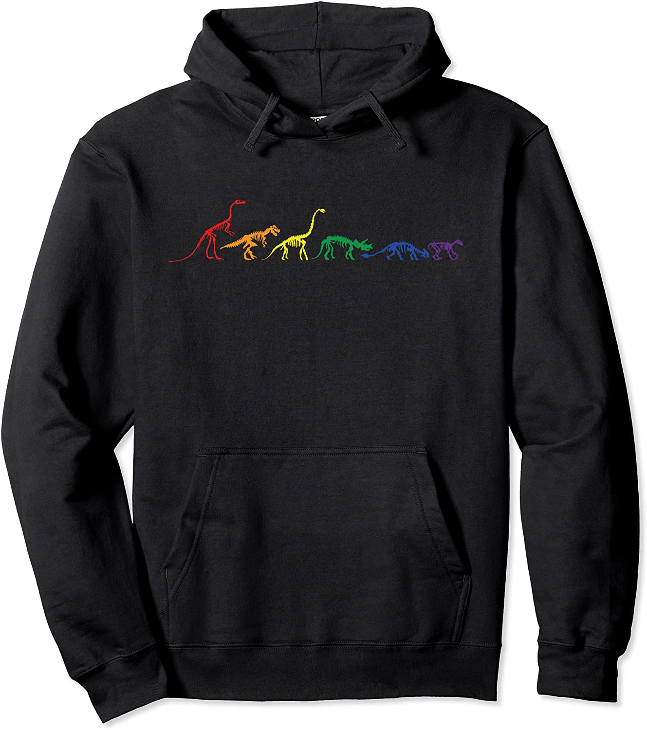 Rainbow Dinosaur Queer T Rex Fossil Skeletons LGBT Gay Pride Pullover Hoodie