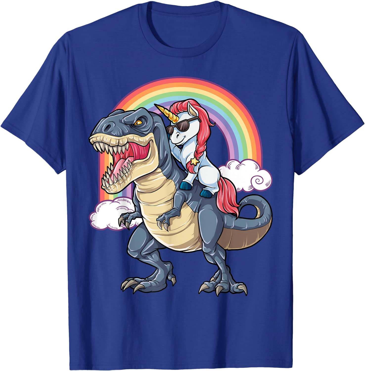 Unicorn Riding T rex Shirt Dinosaur Boys Girls Kids Gift Men