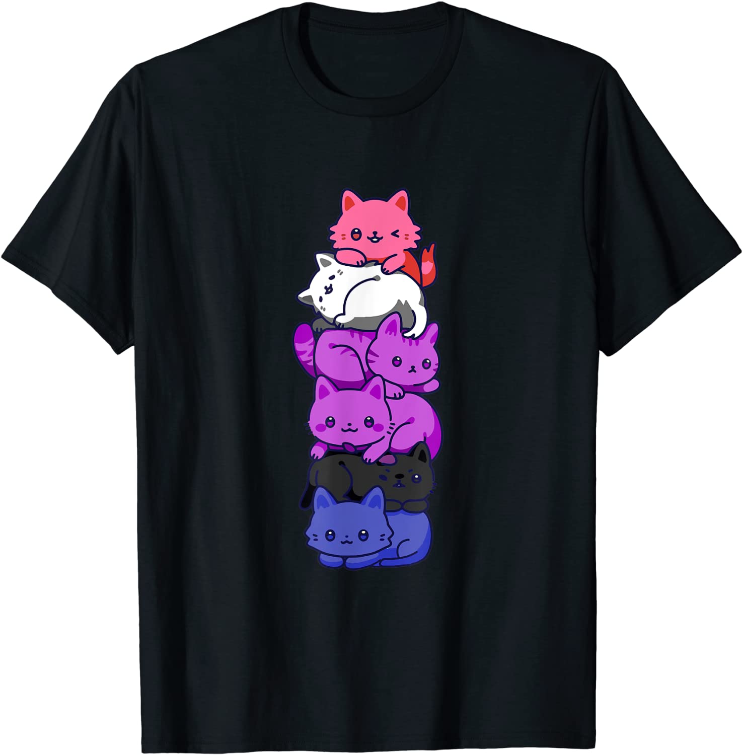 Genderfluid Pride Cat LGBT Gender Fluid Flag Cute Cats Pile T-Shirt