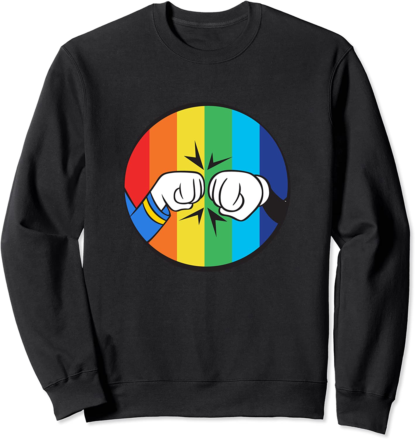 Disney Mickey Mouse Donald Duck Fist Bump Rainbow Sweatshirt