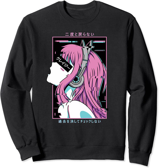 Aesthetic Vaporwave Crazy Waifu Anime Girl Sweatshirt