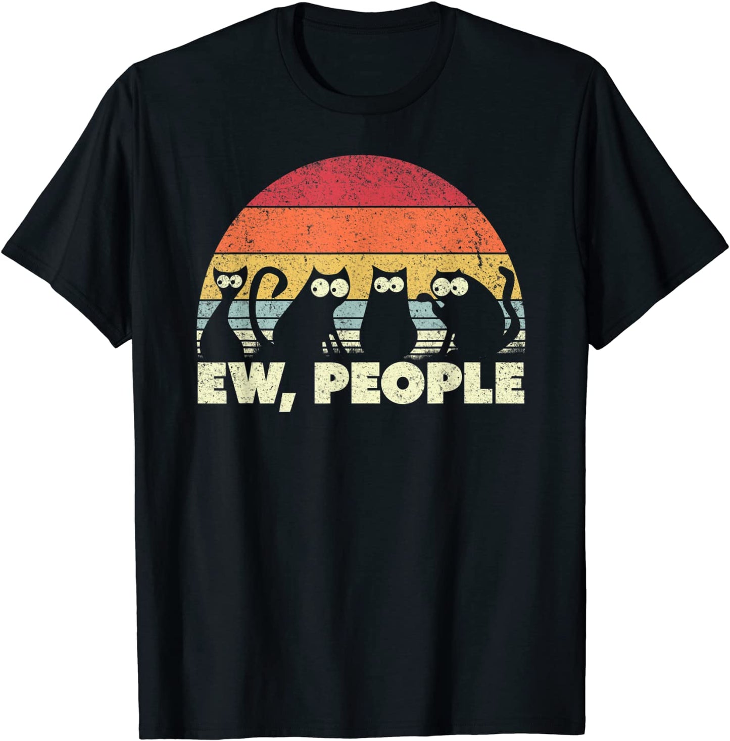 Funny Cat Shirt Retro Style Ew People T-Shirt