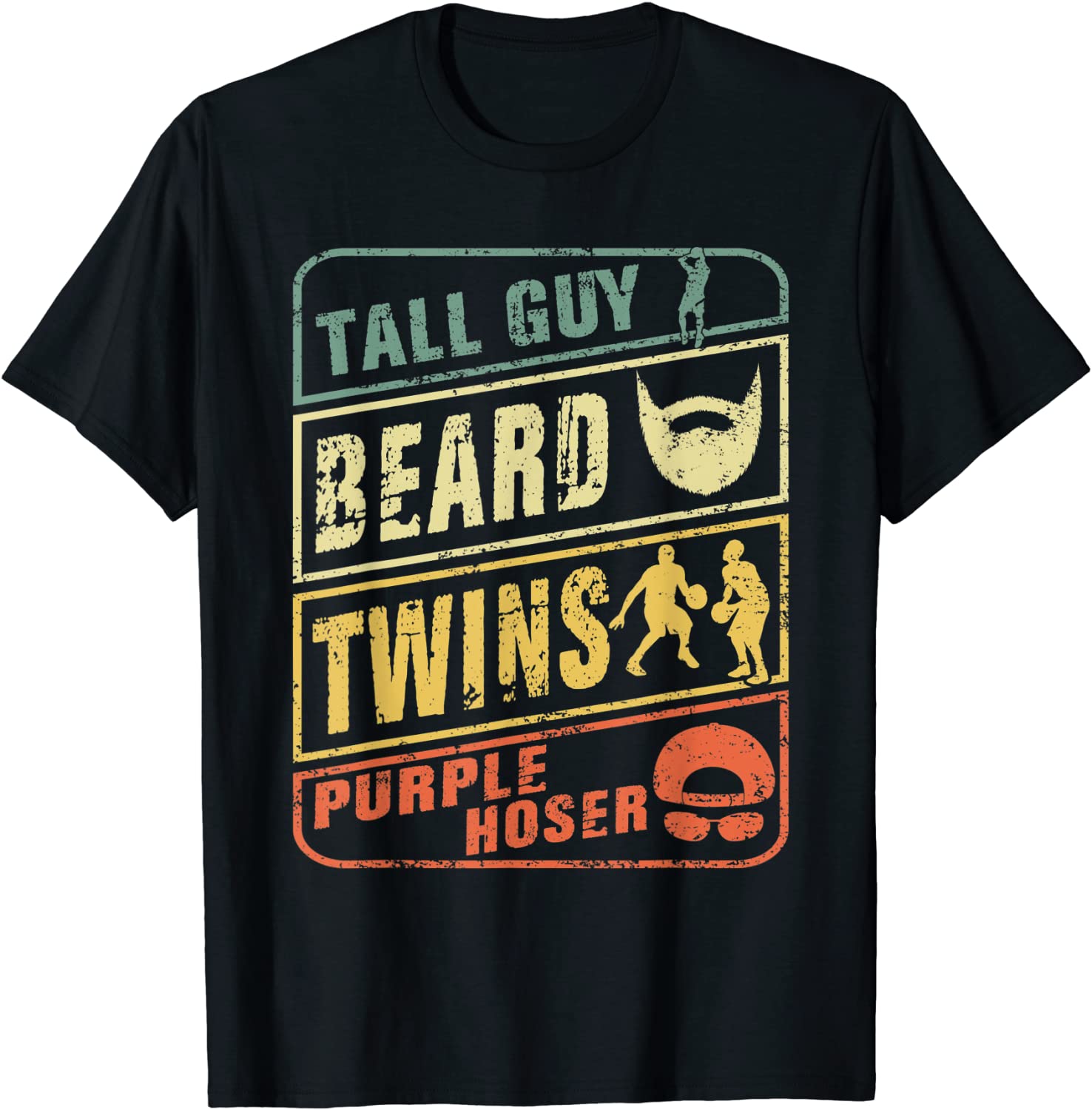 tall guy beard twins purple hoser vintage retro T-Shirt