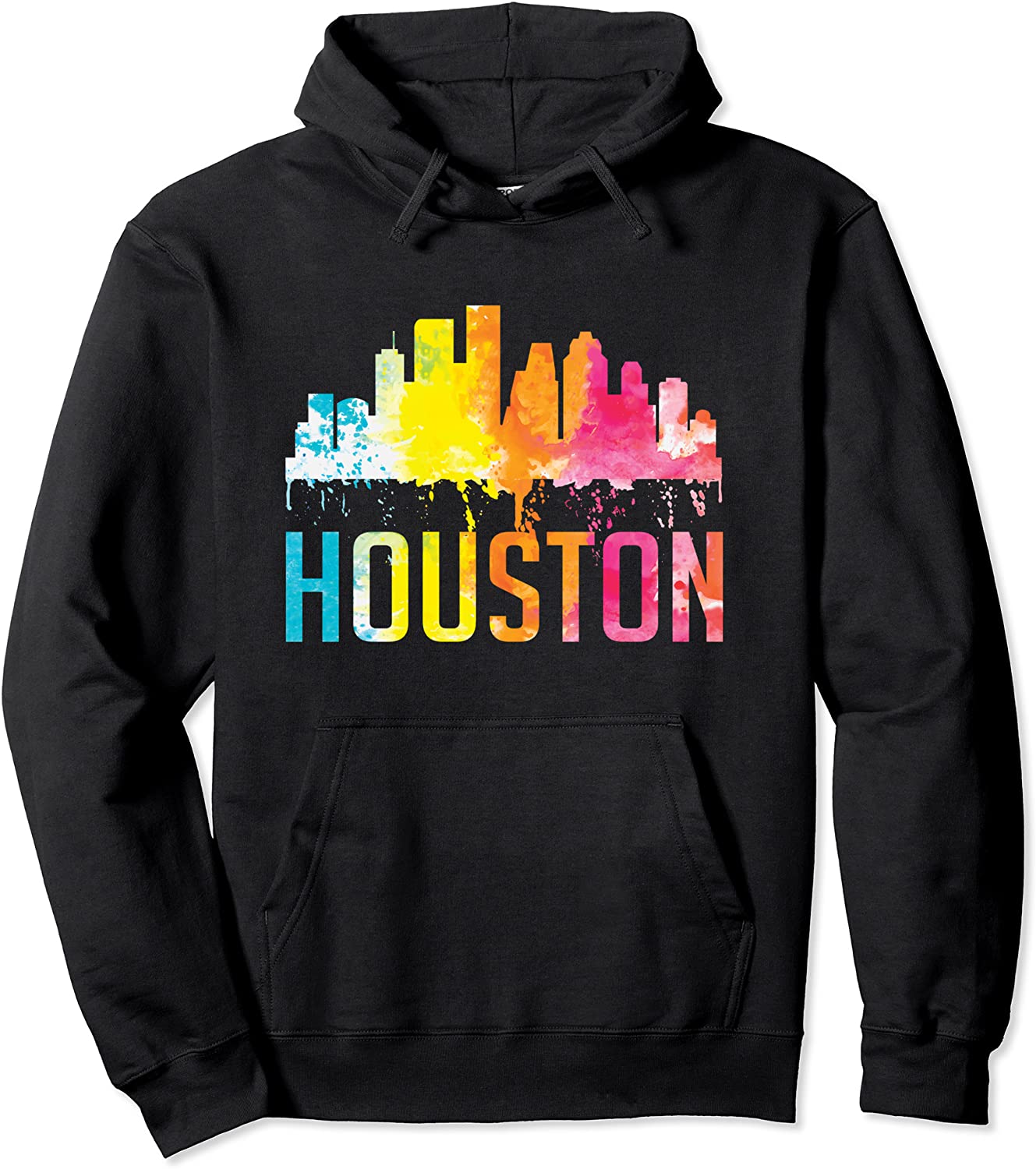 Houston Texas Watercolor Skyline Home State Souvenir Gift Pullover Hoodie