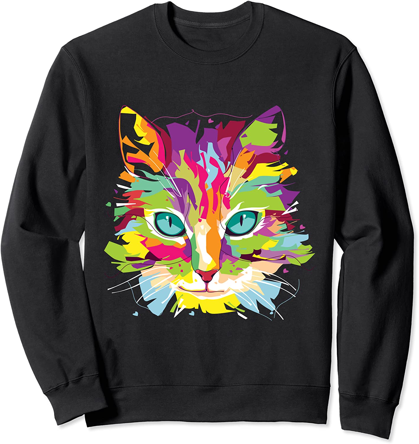 Cat Face Multi-Colored Art Sweatshirt