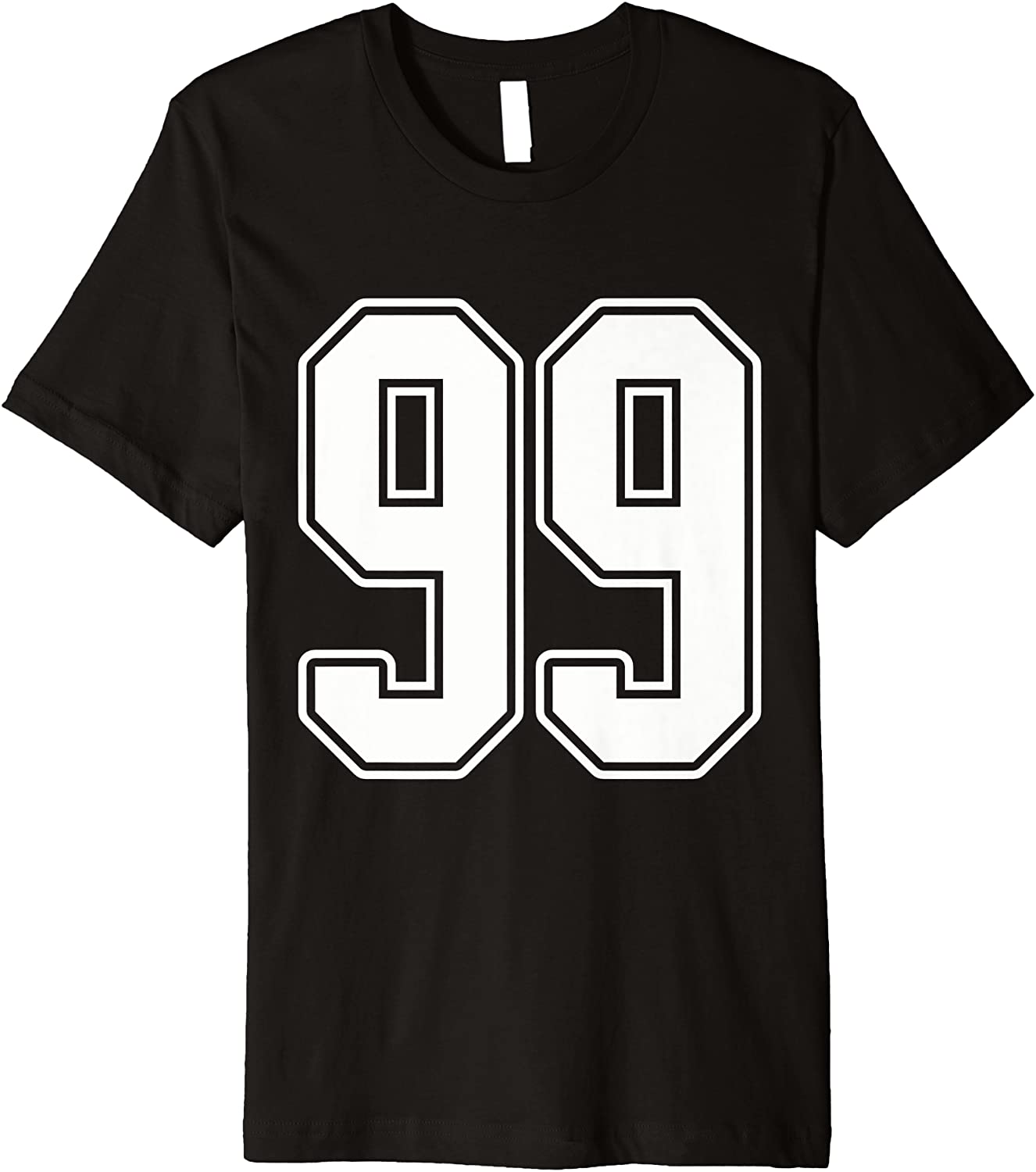 99 White Outline Number 99 Sports Fan Jersey Game Day Premium T-Shirt