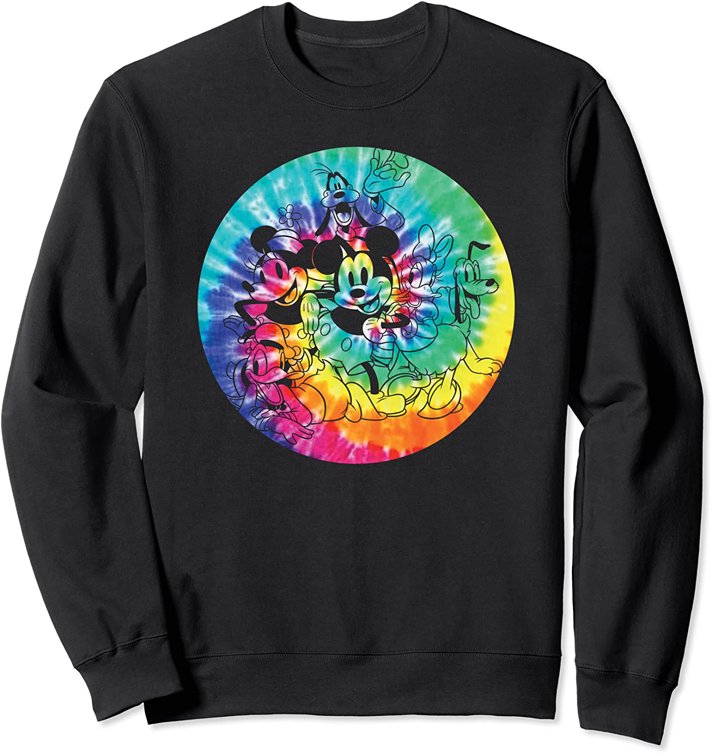Disney Mickey Mouse and Friends 90s Rainbow Tie Dye Sweatshirt