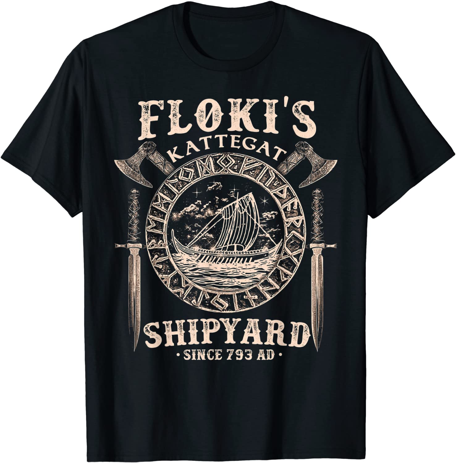 Flokis Shipyard Kattegat Viking Ship and Sword T-Shirt Gift