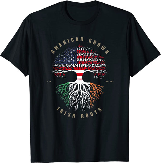 American Grown Irish Roots Ireland Flag T-Shirt T-Shirt