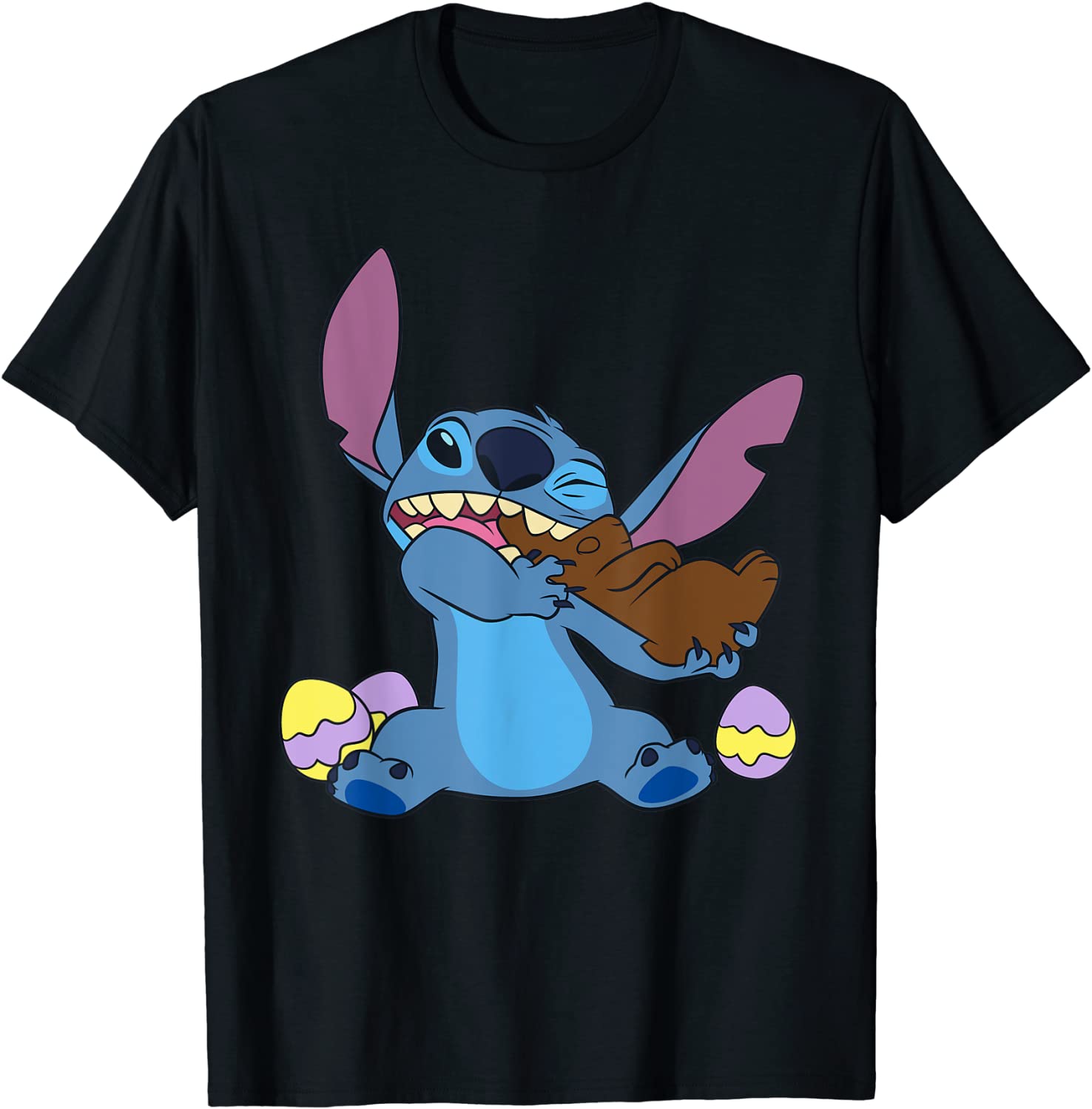 Disney Stitch Eats Chocolate Bunny Easter T-Shirt