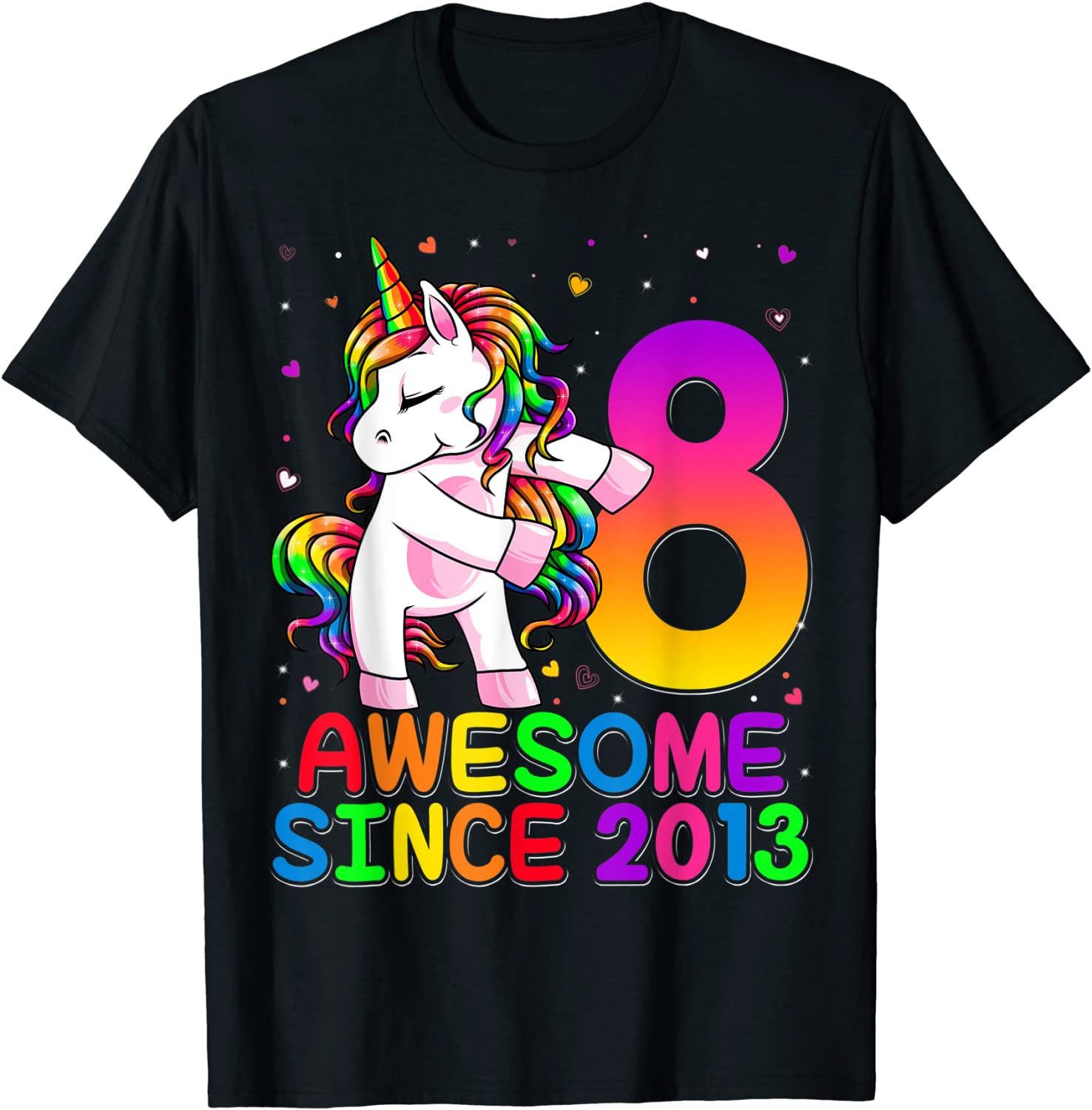 8 Years Old Unicorn Flossing 8th Birthday Girl Unicorn Party T-Shirt