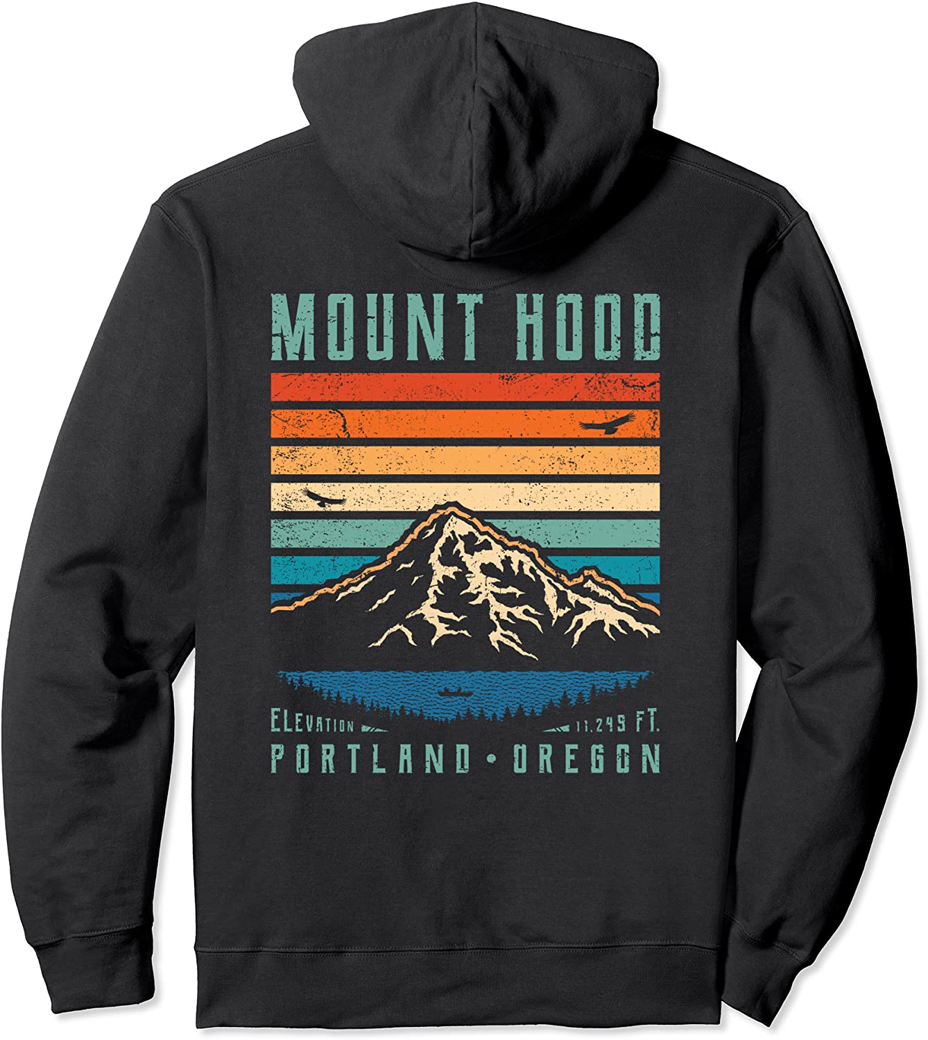 Mt Hood Retro Hoodie Portland Oregon Mountain Sunset Gift