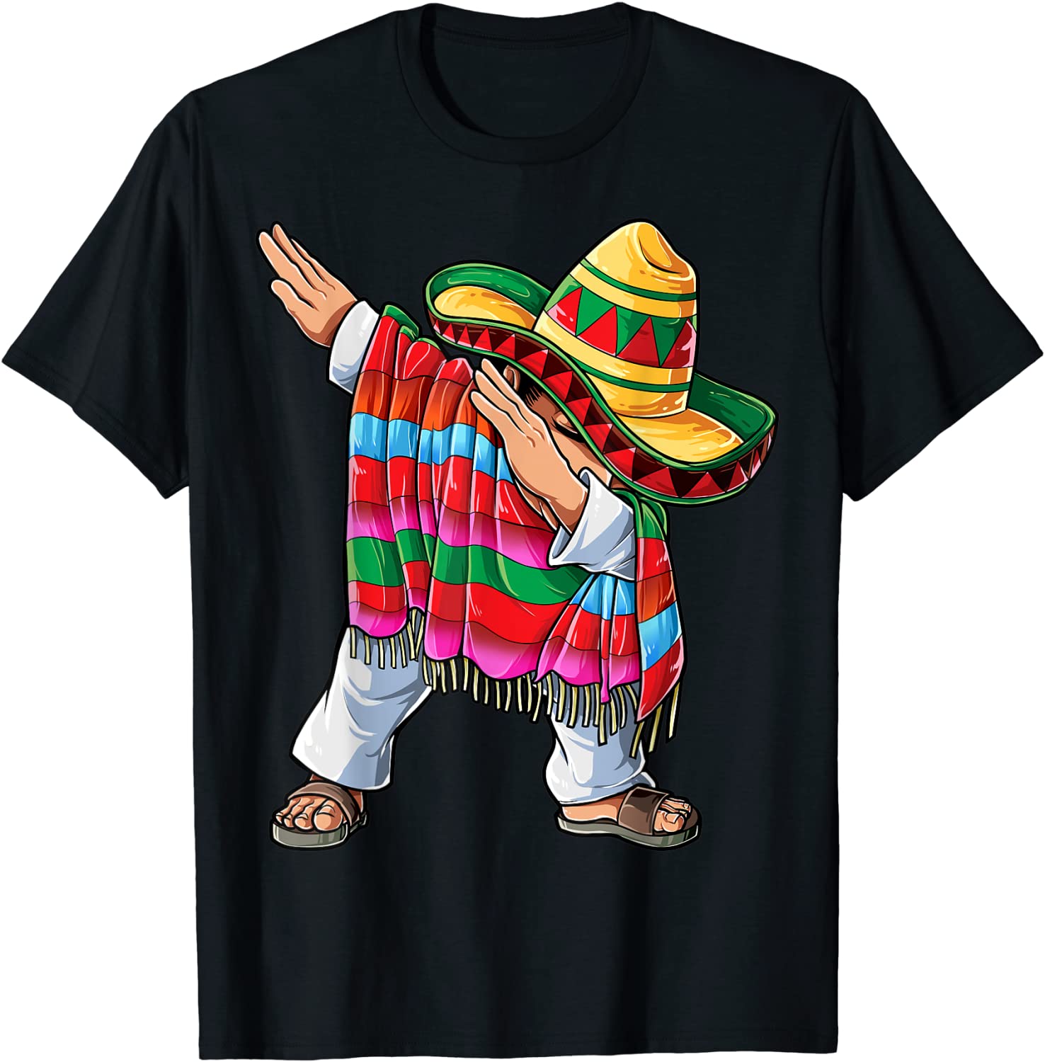 Dabbing Mexican Poncho Cinco de Mayo Men Sombrero Funny Dab T-Shirt