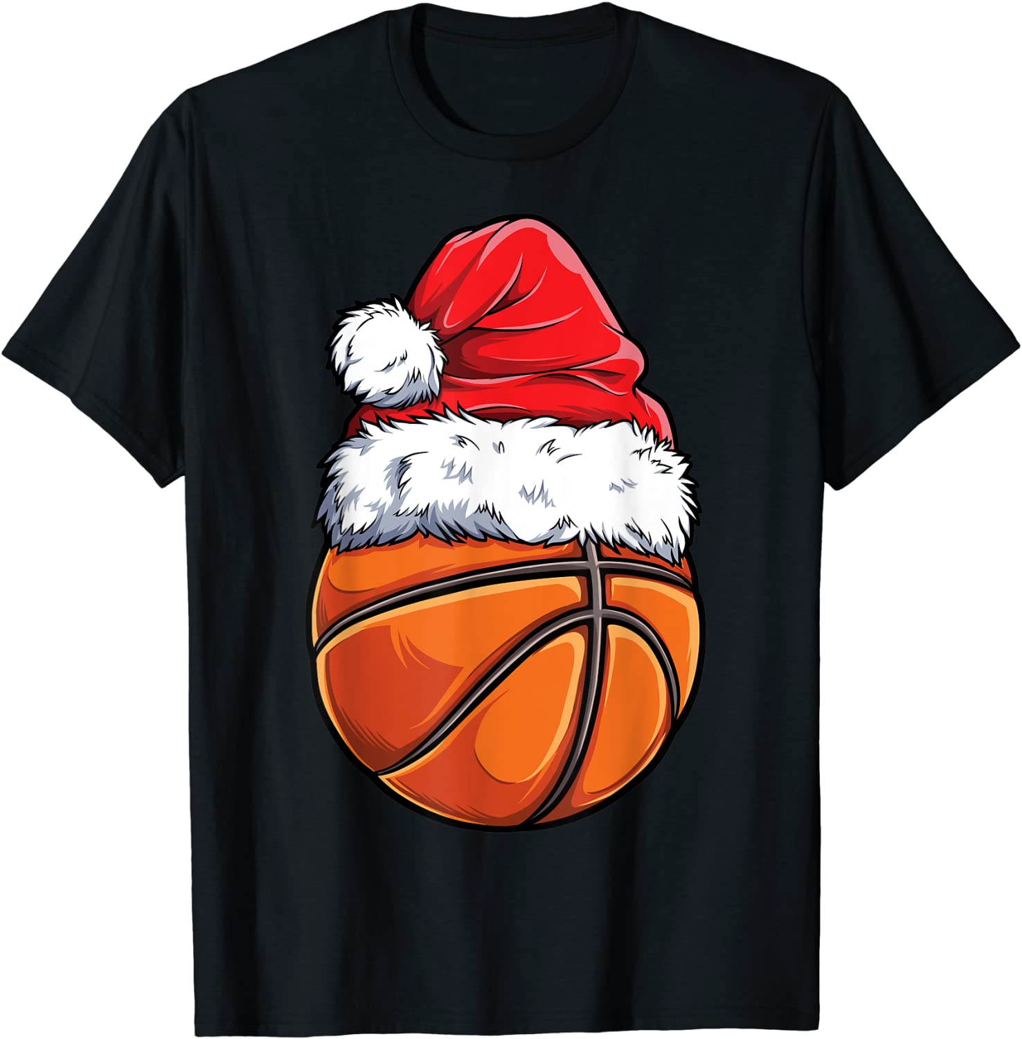 Christmas Basketball Ball Santa Hat Funny Sport Xmas Boys T-Shirt