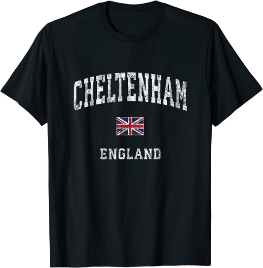 Cheltenham England Vintage Athletic Sports Design T-Shirt