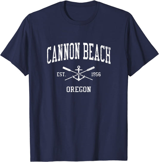 Cannon Beach OR Vintage Crossed Oars Boat Anchor Sports T-Shirt