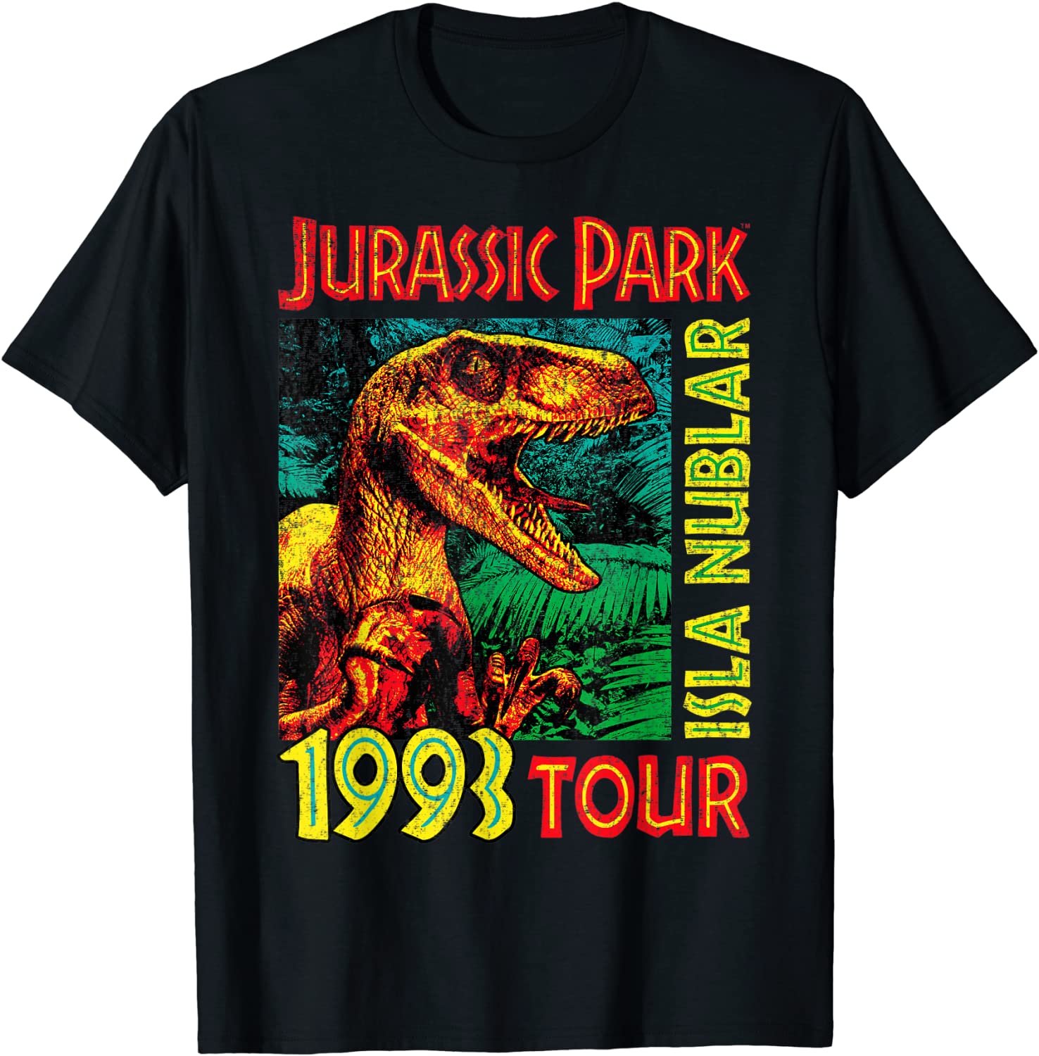 Jurassic Park Isla Nublar 1993 Tour Poster Graphic T-Shirt