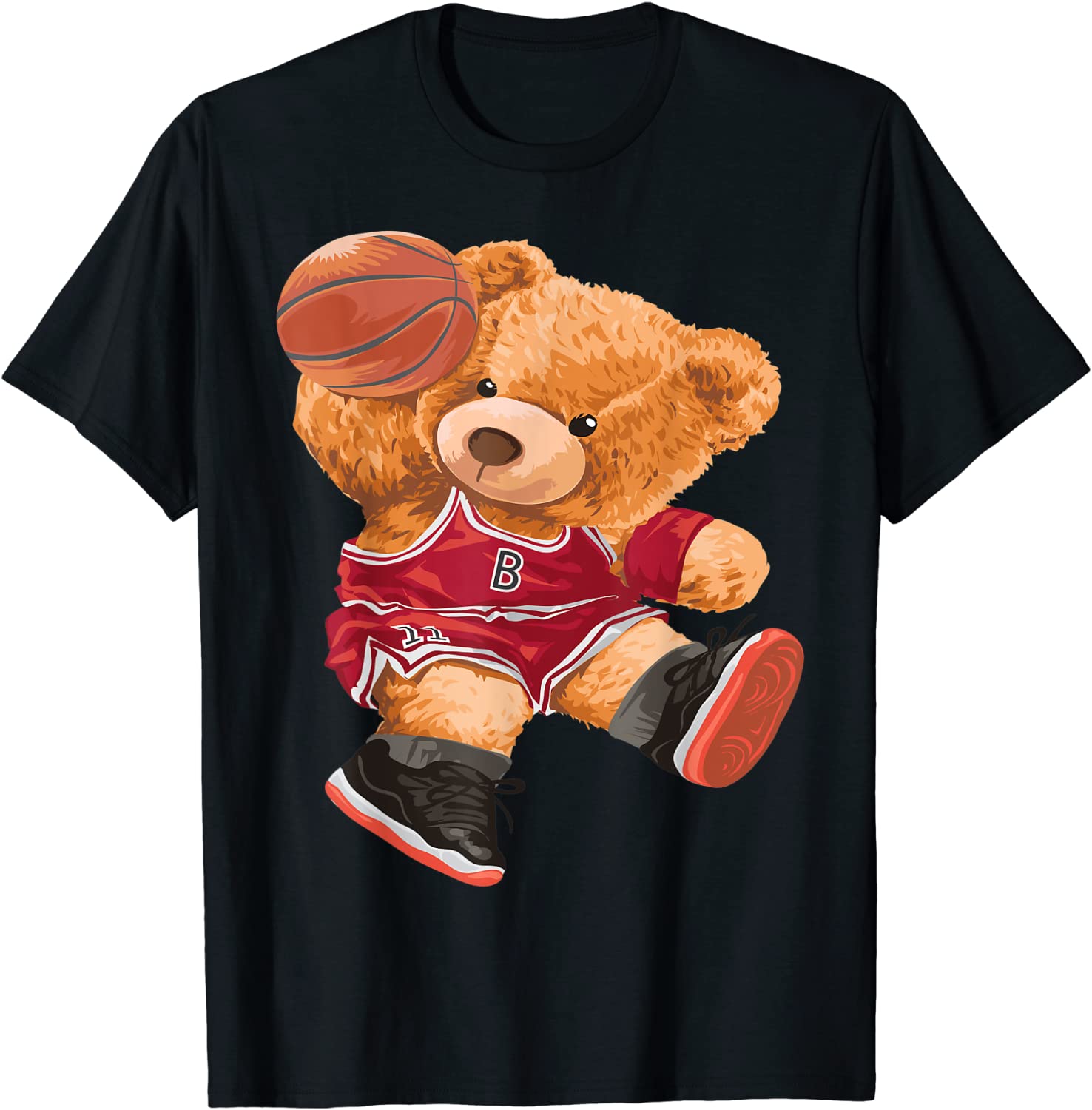 Funny Teddy Bear Basketball Slam Dunk Sport Cute Cartoon T-Shirt