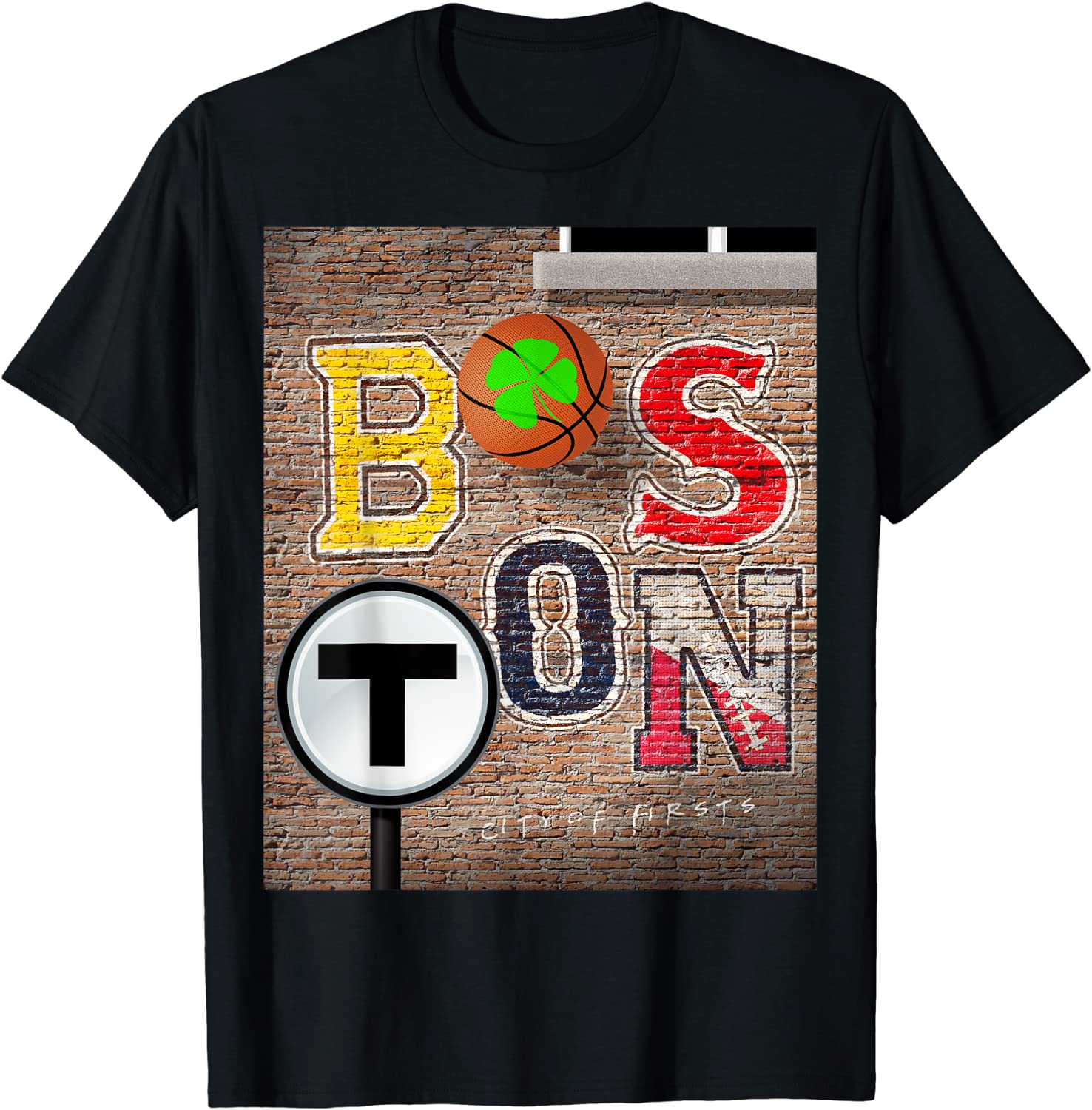 Boston Sports Teams Fan Football Baseball Hockey Basketball T-Shirt