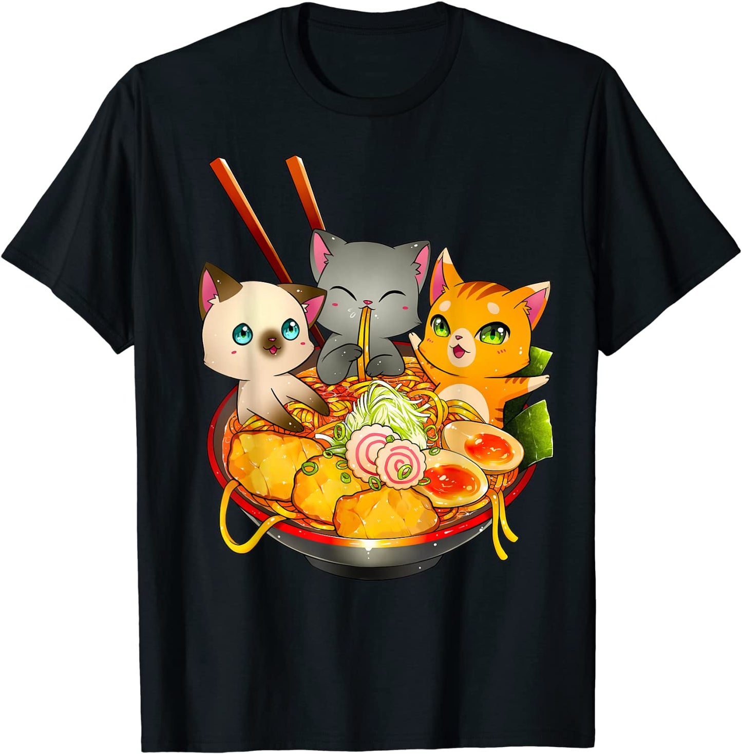 Ramen Cat Kawaii Neko Anime Otaku Cats Japanese Noodles Gift T-Shirt
