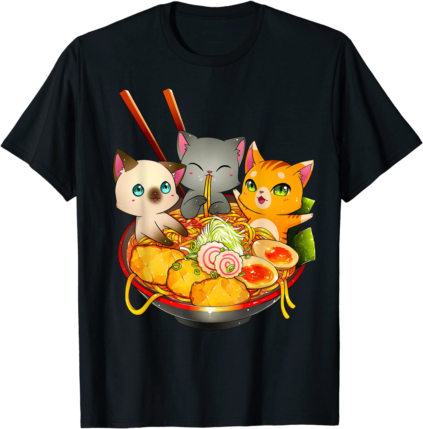 Ramen Cat Kawaii Neko Anime Otaku Cats Japanese Noodles Gift T-Shirt
