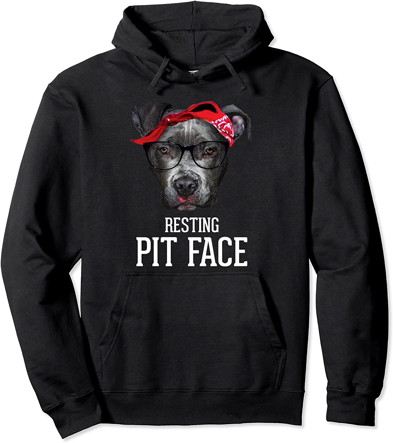Vintage Pitbull Resting Pit Face - Funny Pitbull Lovers Dog Pullover Hoodie